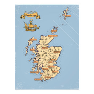 Illustrierte Reisekarte von Schottland Fotodruck