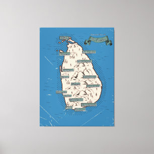 Illustrierte Reisekarte von Sri Lanka Leinwanddruck