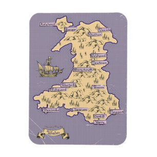 Illustrierte Reisekarte von Wales Magnet
