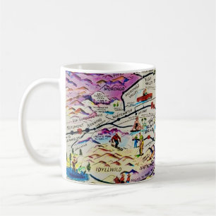 Illustrierte Retro Palm Springs Map-Tasse Kaffeetasse