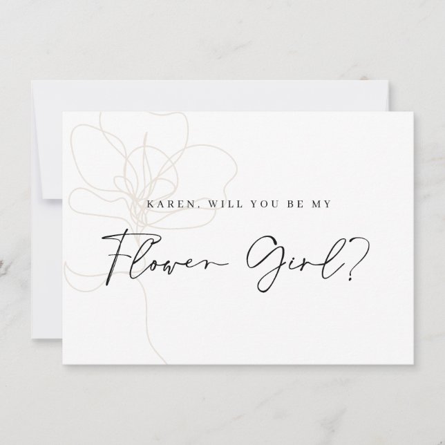 Illustrierte Rose Flower Girl Vorschlag Card Dankeskarte (Vorderseite)