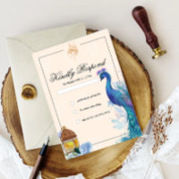 Illustrierte RSVP-Karten von Peacock Arabian