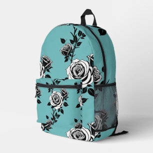 Illustrierte schwarze und weiße Rosen Bedruckter Rucksack