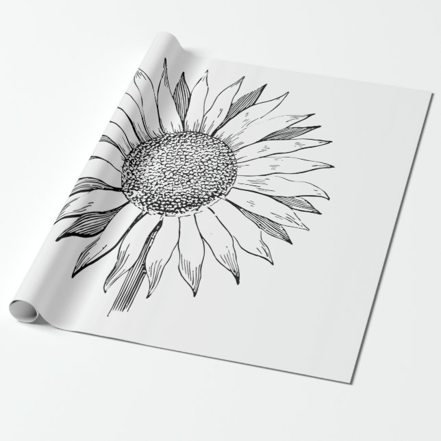 Illustrierte Sonnenblume Geschenkpapier (Ungerollt)