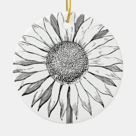 Illustrierte Sonnenblume Keramik Ornament