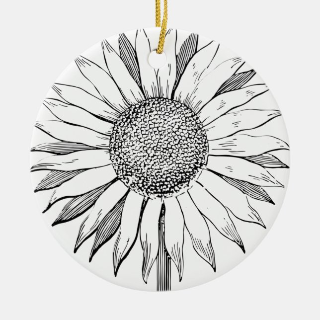 Illustrierte Sonnenblume Keramik Ornament (Vorne)