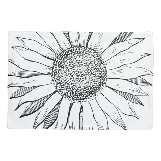 Illustrierte Sonnenblume Kissenbezug (Rückseite)