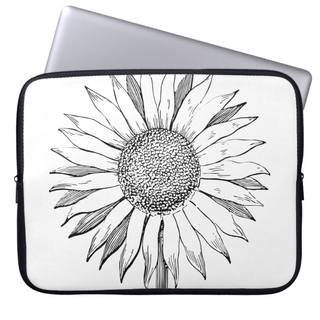 Illustrierte Sonnenblume Laptopschutzhülle (Vorderseite)