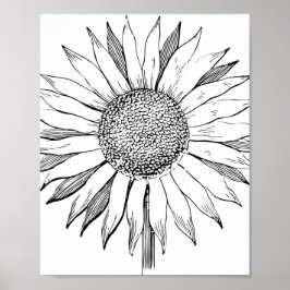 Illustrierte Sonnenblume Poster