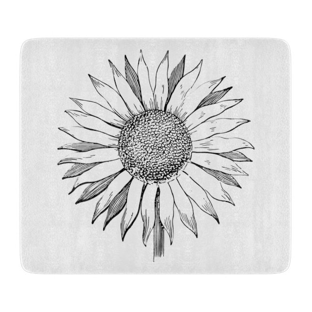Illustrierte Sonnenblume Schneidebrett (Vorderseite)