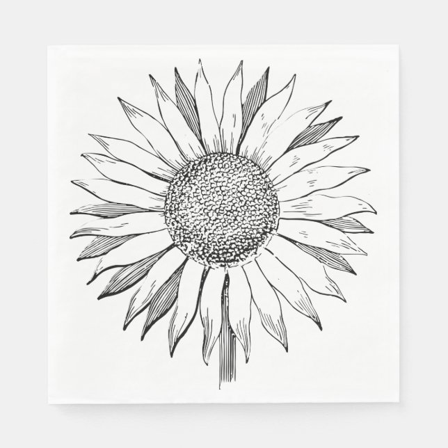 Illustrierte Sonnenblume Serviette (Vorderseite)