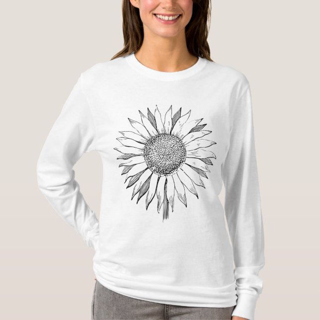 Illustrierte Sonnenblume T-Shirt (Vorderseite)