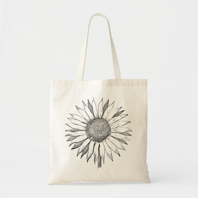 Illustrierte Sonnenblume Tragetasche (Vorne)
