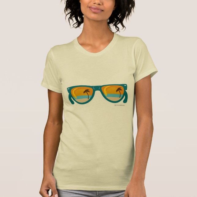 Illustrierte Sonnenuntergang Sonnenbrille T-Shirt (Vorderseite)