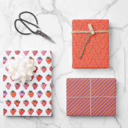 Illustrierte Strawberry-Geschenksammlung Geschenkpapier Set