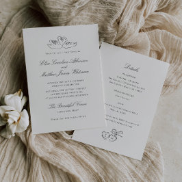 Illustrierte Swans Whimsical All in One Wedding Einladung