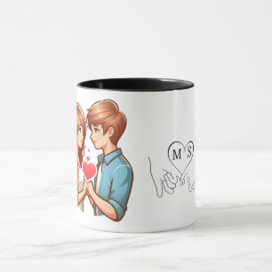 "Illustrierte Tasse mit personalisiertem Monogramm