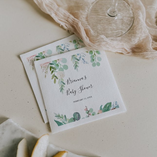 Illustrierte tropische Blütendusche Serviette (Von Creator hochgeladen)