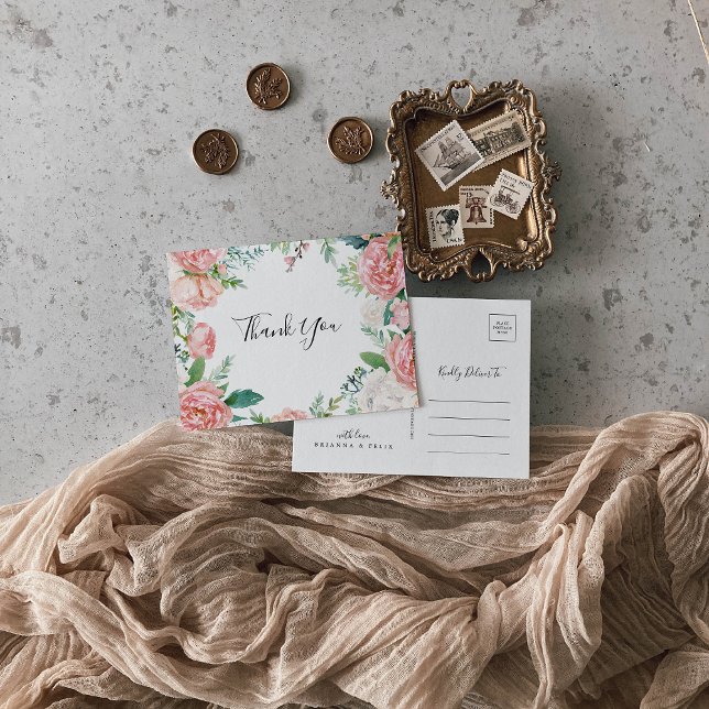 Illustrierte tropische Flora Vielen Dank Postkarte (Von Creator hochgeladen)