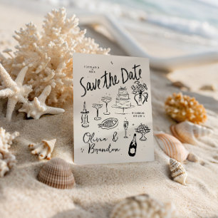 Illustrierte, von Hand Gezeichnet Hochzeit Save The Date