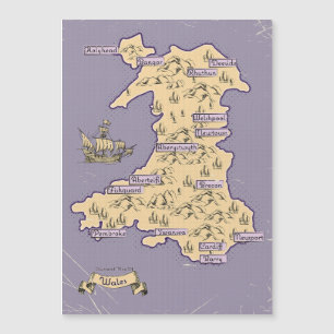 Illustrierte Wanderkarte von Wales Magnetkarte
