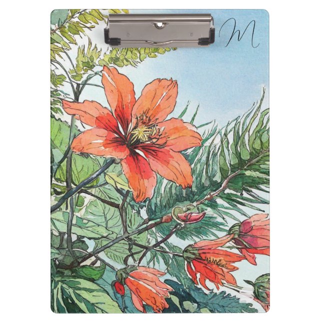 Illustrierte Wasserfarbe Botanische Orangenblüte Klemmbrett (Vorderseite)