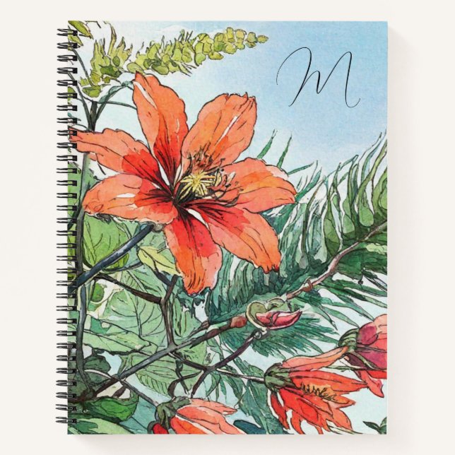 Illustrierte Wasserfarbe Botanische Orangenblüte Notizbuch (Vorderseite)