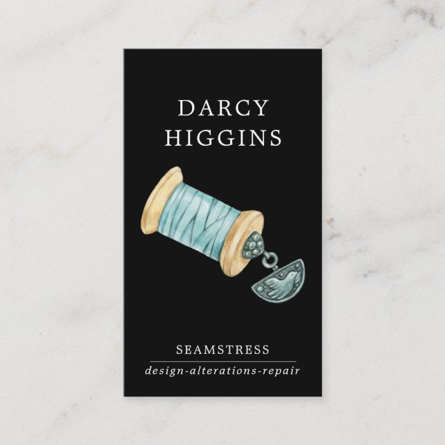 Illustrierte Wasserfarbe Seamstress Schneider Schw Visitenkarte (Vorderseite)