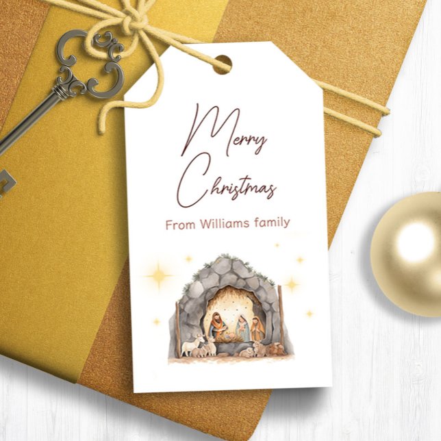 Illustrierte Weihnachtsgeschenke Geschenkanhänger (Illustrated nativity Christmas gift tags)