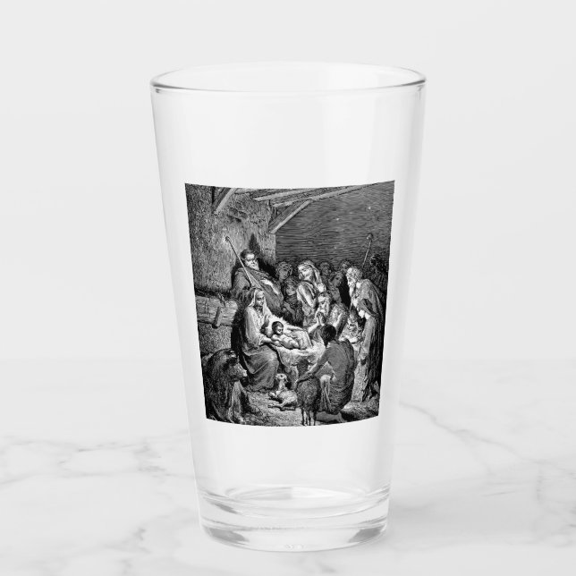 Illustrierte Weihnachtskrippe Glas (Vorderseite)