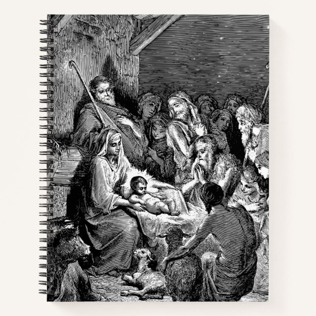 Illustrierte Weihnachtskrippe Notizbuch (Vorderseite)