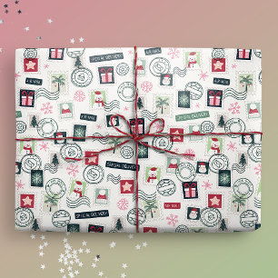 Illustrierte Weihnachtsmail-Briefmarke Geschenkpapier