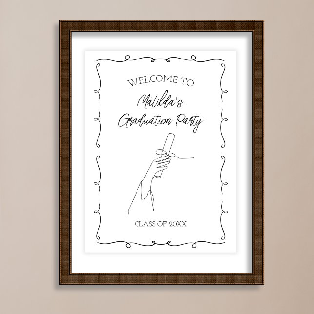 Illustrierter Abschluss in Handschrift willkommen Poster (Hand Drawn Illustrated Graduation Welcome Poster)