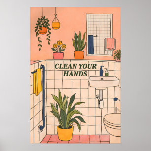 Illustrierter Badezimmerdruck, modernes lustiges Z Poster