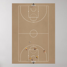 Illustrierter Basketballplatz Poster