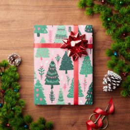 Illustrierter Baumkronen-Herz-Weihnachtsartikel Geschenkpapier