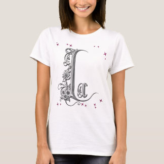 Illustrierter Blumenbrief "L" T-Shirt