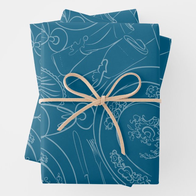 Illustrierter Brunch-Tischschmuck Geschenkpapier Set (Beispiel)