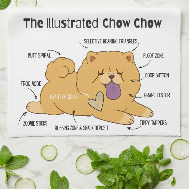 ILLUSTRIERTER CHOW   GESCHIRRTUCH (Gefaltet)