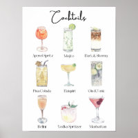 Illustrierter Cocktail Art für Bar oder Küchendeko