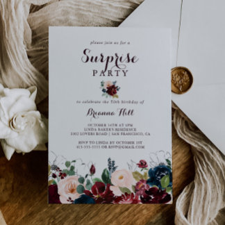 Illustrierter Fall Blumenüberraschen Party Einladung