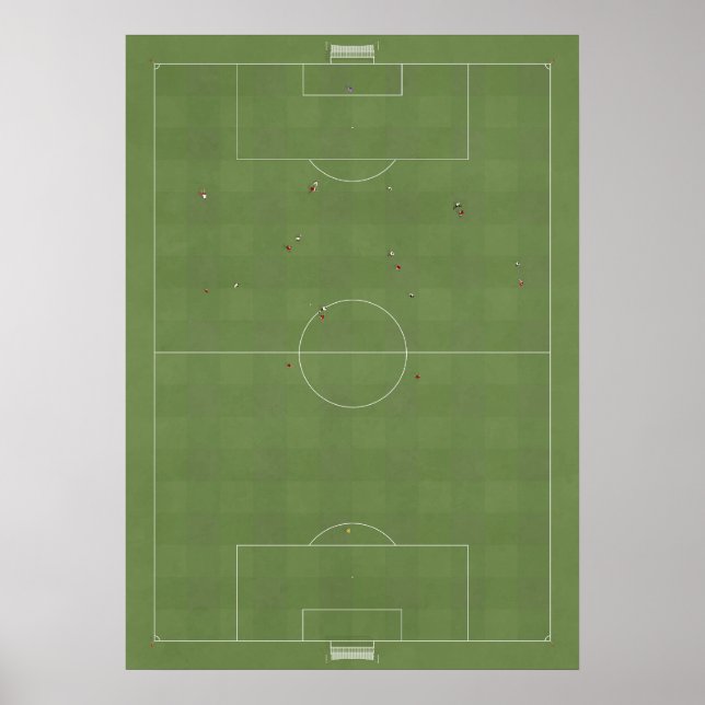 Illustrierter Fußballstich von oben Poster (Vorne)