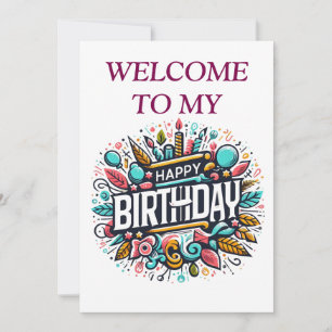 Illustrierter Geburtstag - Einzigartig festlich Einladung