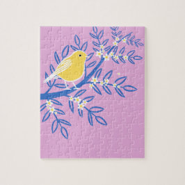 Illustrierter Gelbbvogel auf rosa Hintergrund