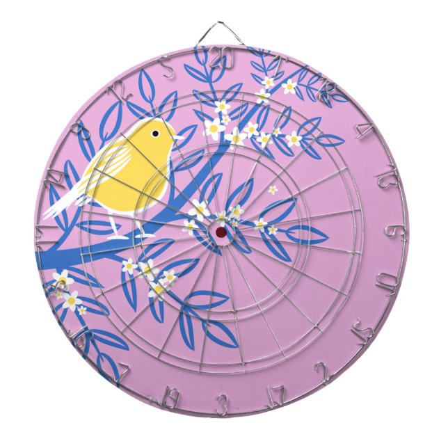 Illustrierter Gelbbvogel auf rosa Hintergrund Dartscheibe (vorne)