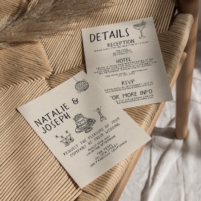 Illustrierter handgeschriebener Kuchen in einer Ho Einladung (Von Creator hochgeladen)