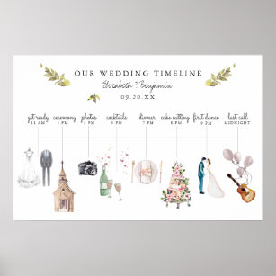 Illustrierter Hochzeitstag - Begrüßung Poster