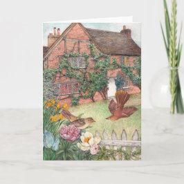 Illustrierter Hüttengarten mit Vögeln Karte