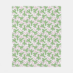 Illustrierter Kaktus u. rosa Blumen-Muster Fleecedecke