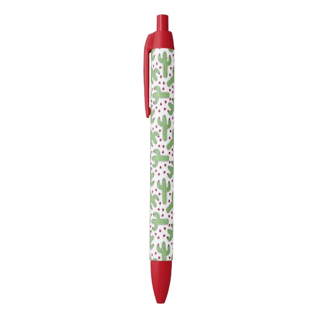 Illustrierter Kaktus u. rosa Blumen-Muster Kugelschreiber (Oberseite (Vertikal))
